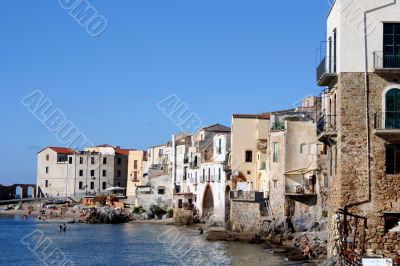 Old town Cefalu in Sicily at summer