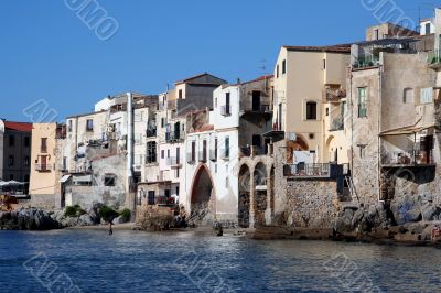 Old town Cefalu in Sicily at summer
