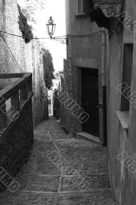 Old town Eriche in Sicily at summer