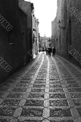 Old town Eriche in Sicily at summer