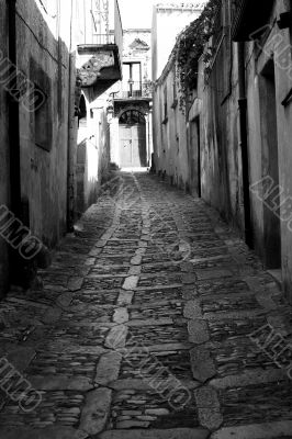 Old town Eriche in Sicily at summer