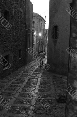 Old town Eriche in Sicily at summer