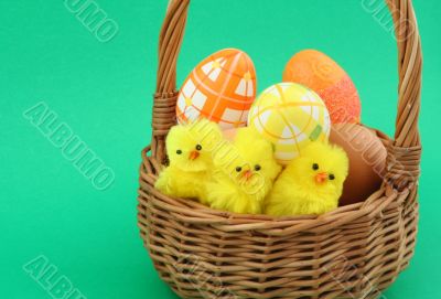 easter basket on green