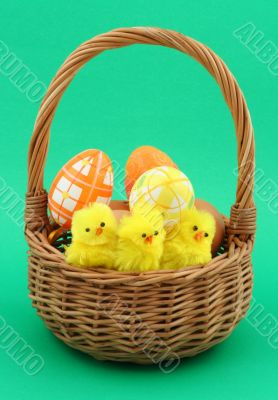 easter basket on green