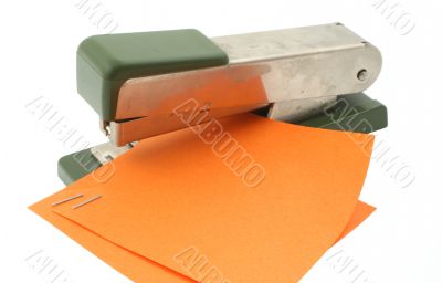 stapler at work on white background