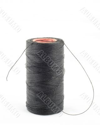 black thread on white