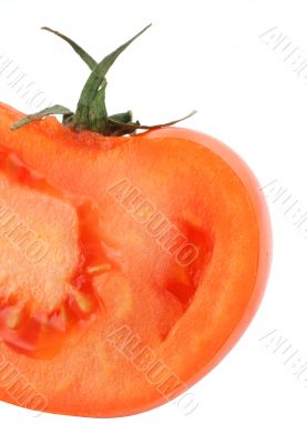 juicy vivid tomato profile on white