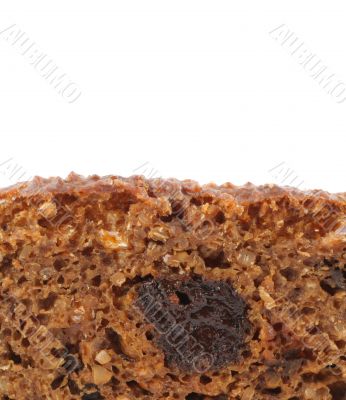 macro of diet bread with prune