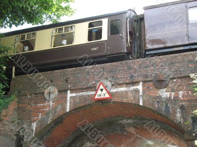 railway coaches on bridge