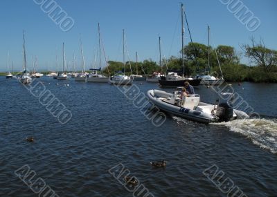 Speed boat in harbour