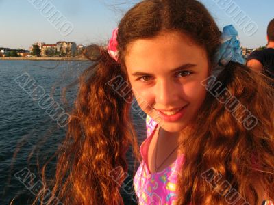 Beautiful girl on the sea