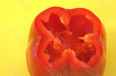 red pepper profile on yellow