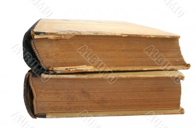 two vintage books - pure white background