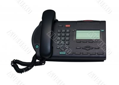 Isolated Grey Desk Phone With Clipping Path