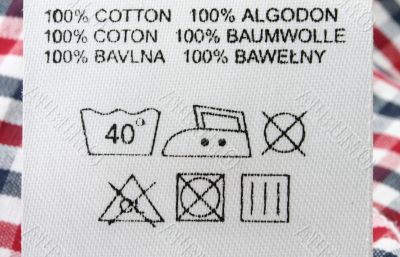 100% cotton  - real macro of clothing labe