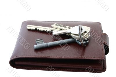 brown leather wallet on white