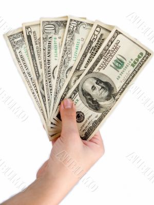 Female hand with dollars