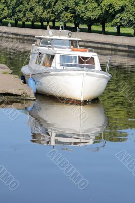 Motor boat on Pregolya river