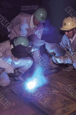 Construction Workers in Evening