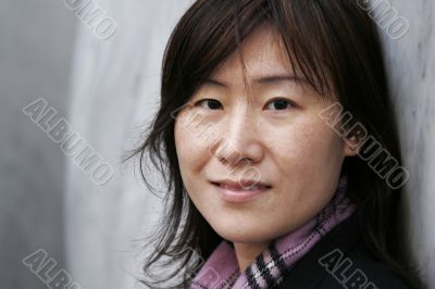 Asian Girl In Winter Clothes