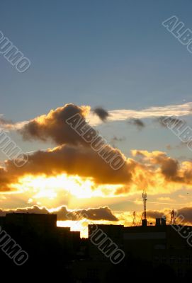 sunset at the housing estate