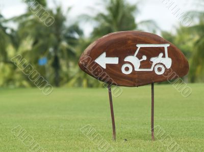 Sign on a golf course