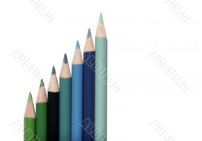Green Blue Set Of Coloured Pencils