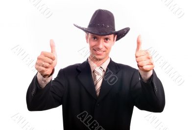 business man with cowboy hat