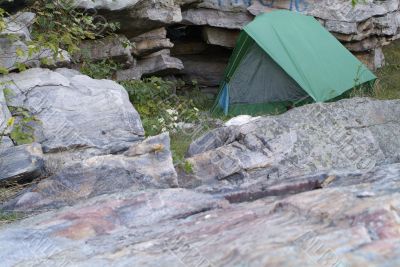 camping on the rocks