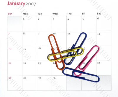 Paper Clips On Calendar