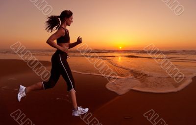 running and sunset