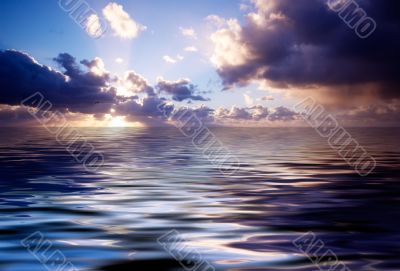 abstract ocean and sunset