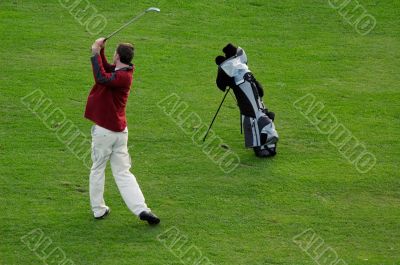man playing golf