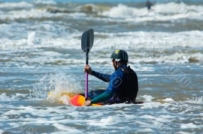 canoeing in the ocean