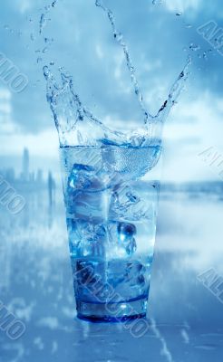 glass with splashing water