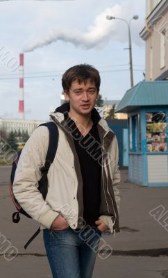 man in city street