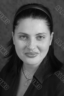 Black-and-white portrait.