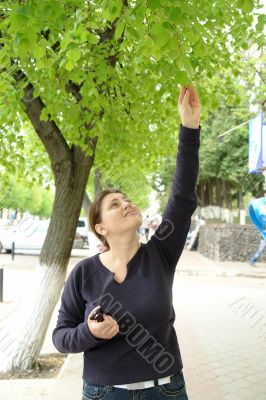 woman in city street
