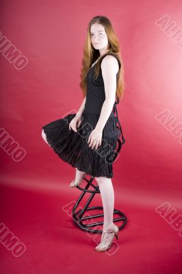 The girl in a black dress