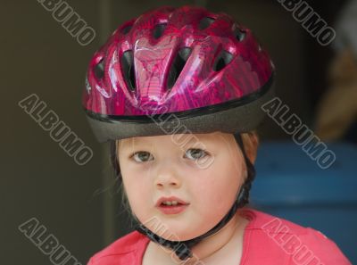 girl with bicycle helmet