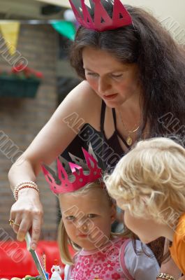 Mother and child on birthday