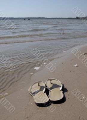 sandals on beach