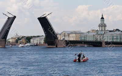 lifeboat on drawbridge background