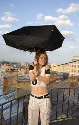 a girl under an umbrella