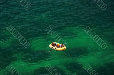 yellow inflatable boat