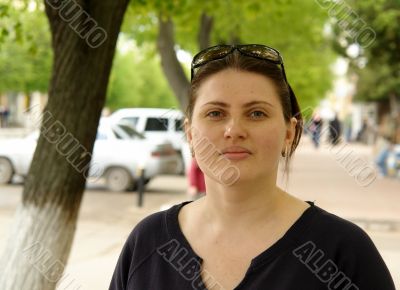 woman in city street