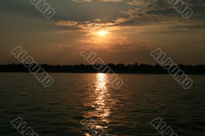 Sunset, Volga river, near Samara city