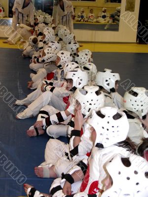 children waiting to spar