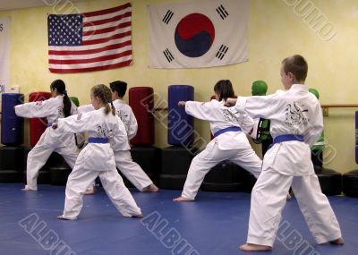 children in Tae Kwon Do class