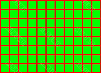 green squares on red background